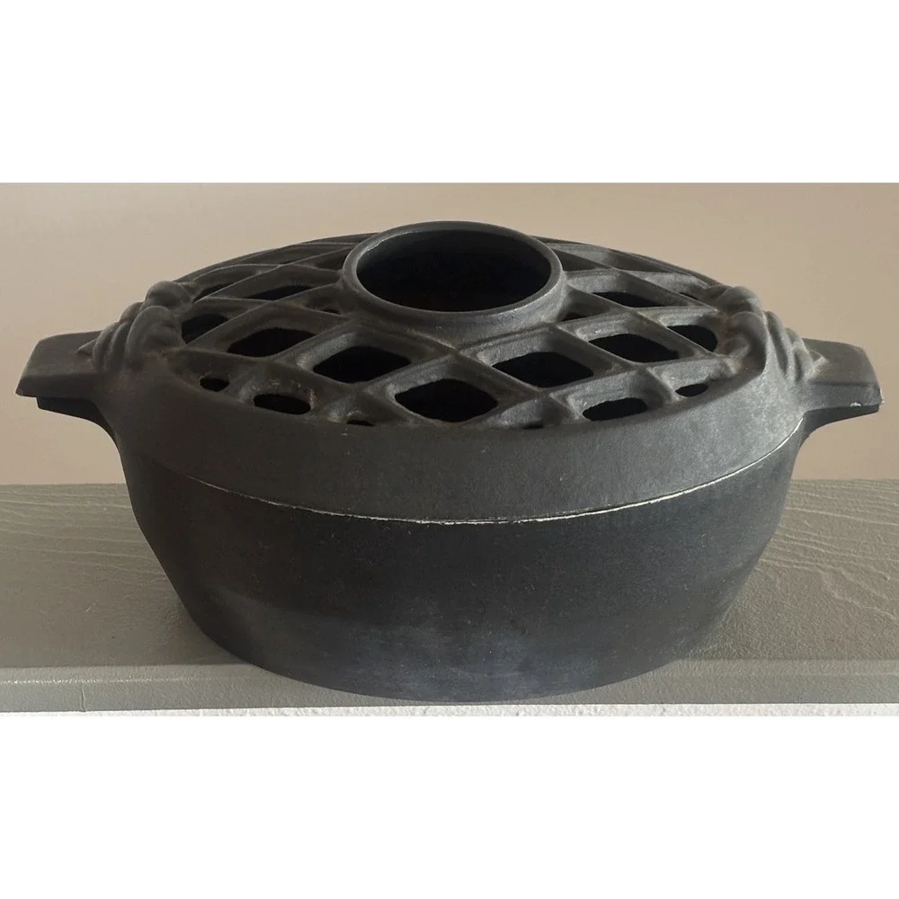 John Wright Cast Iron Steamer Humidifier Wood Stove Black Oval 2 Piece
